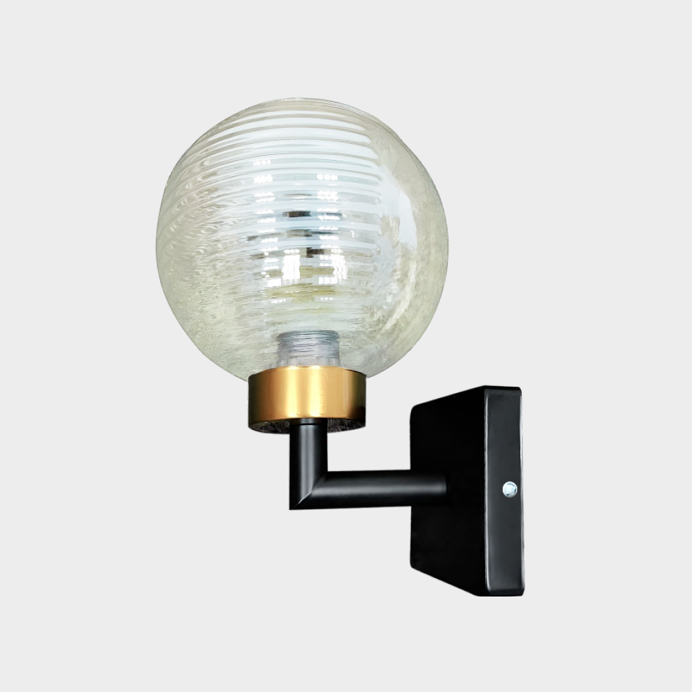 aplique de pared con cristal esférico para foco de rosca estandar