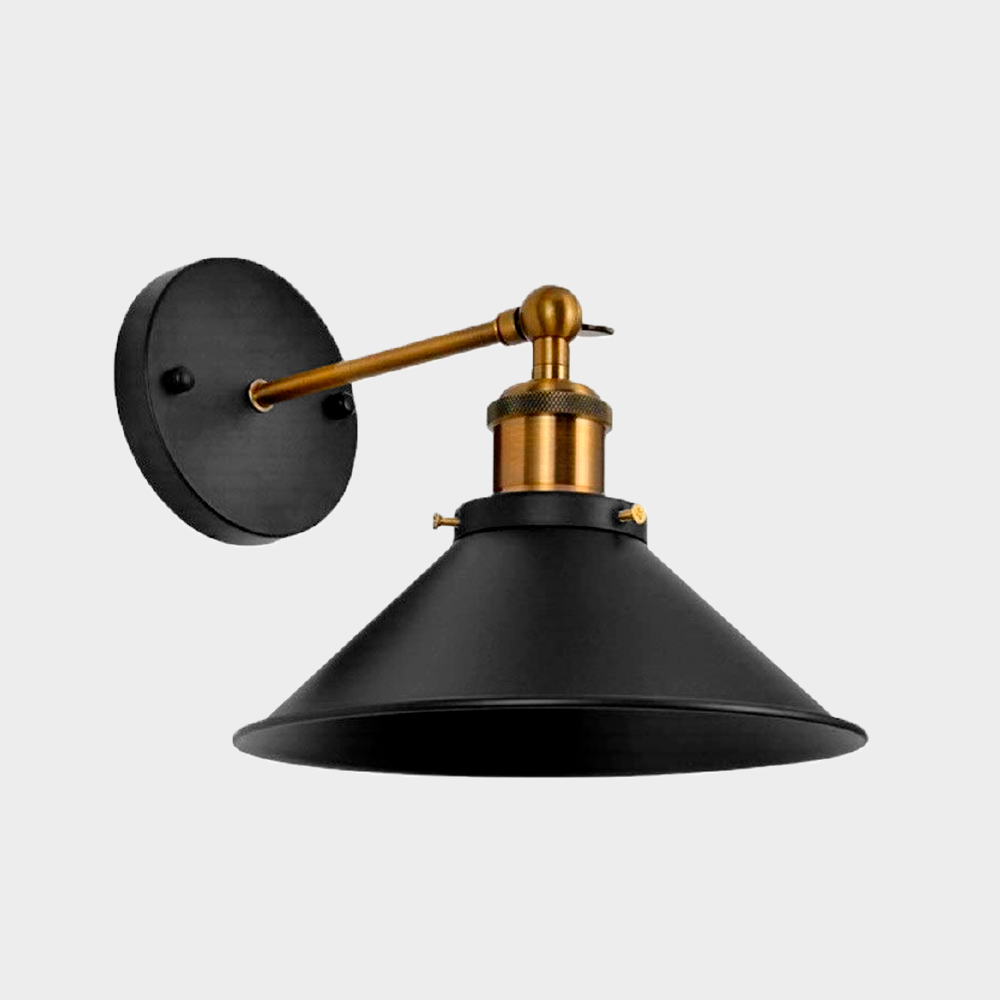 aplique de pared techo campana metálico con braso regulable dorado