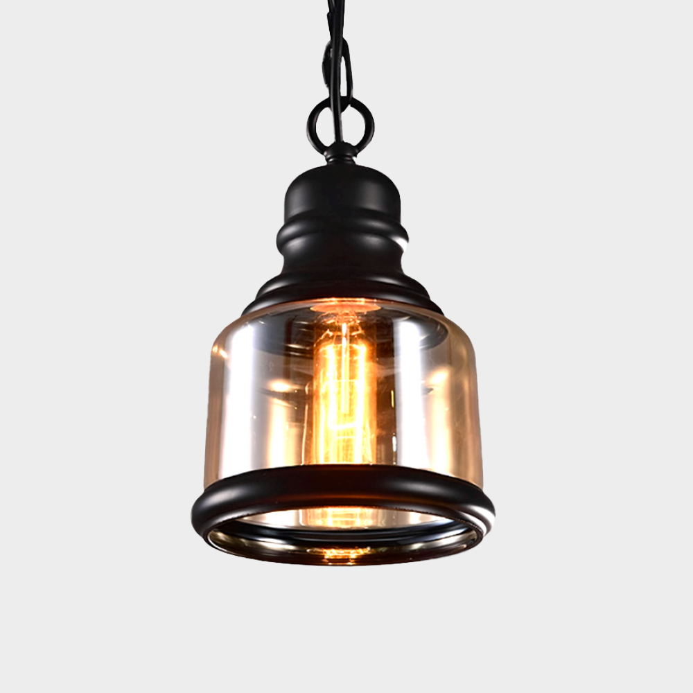 lámpara campana de cristal ámbar