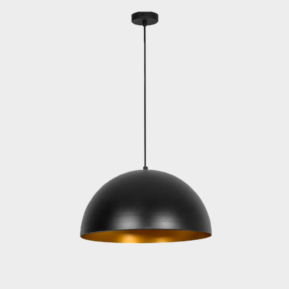 lámpara colagante negro e interior dorado