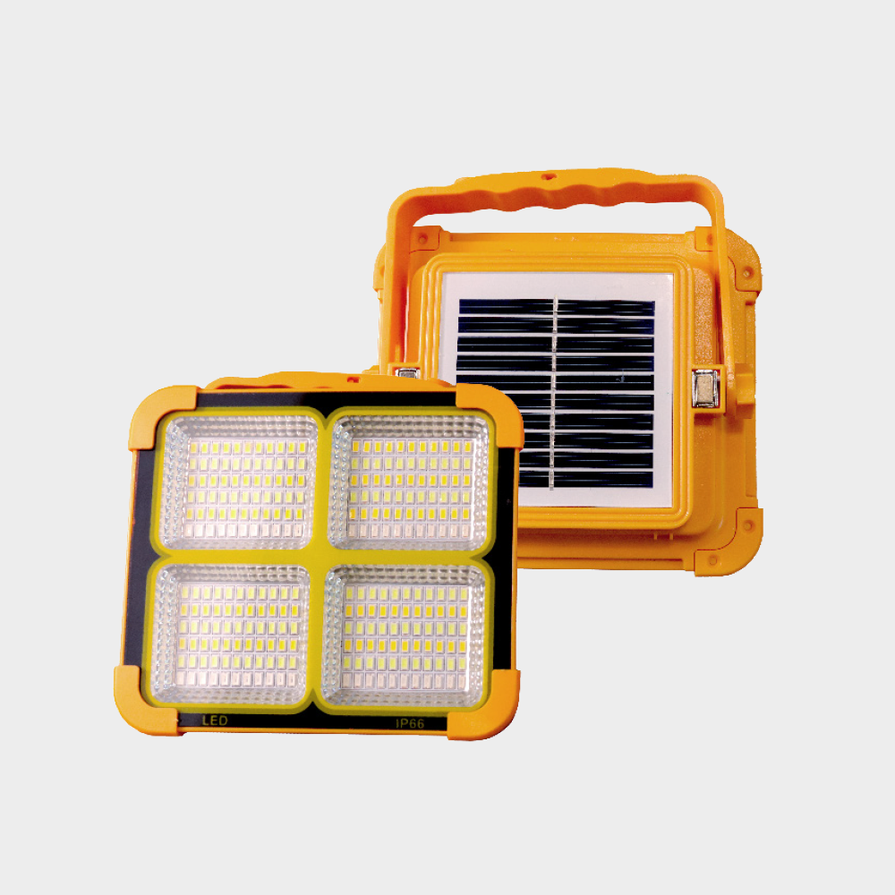 reflector led portátil recargable con panel solar pequeño